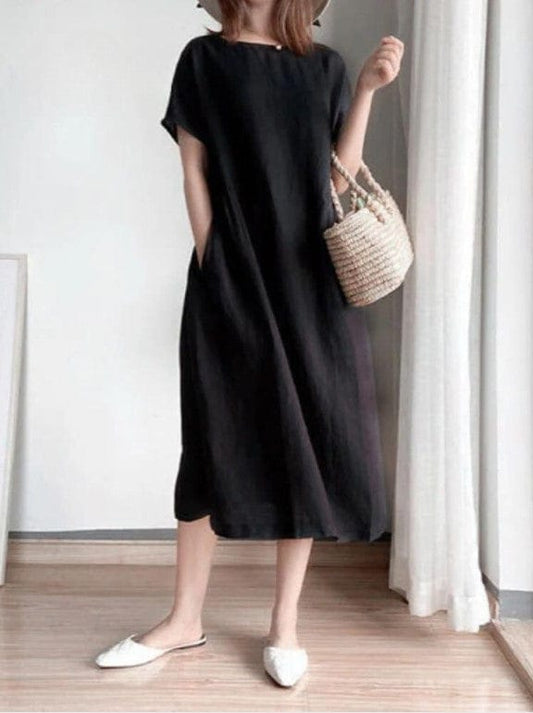 TzeDek Black / M Ayelet™ - שמלת כותנה רופפת