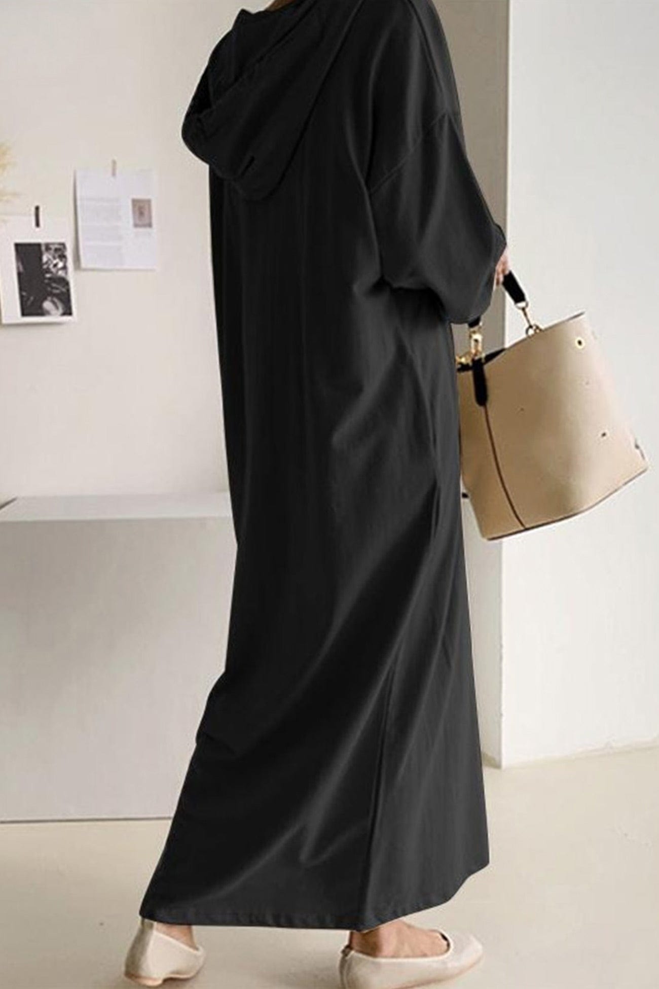 Tzedek Maxi Dresses Black / 4XL Yafit™ - V Neck Hooded Dress