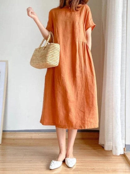TzeDek Orange / M Ayelet™ - שמלת כותנה רופפת