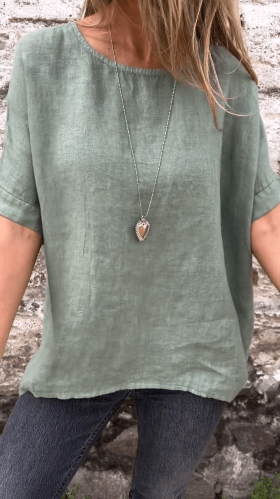 Tzedek P337 Turquoise / S(US 6-8) Ayala™ - חולצת כותנה עם שרוולים חציוניים