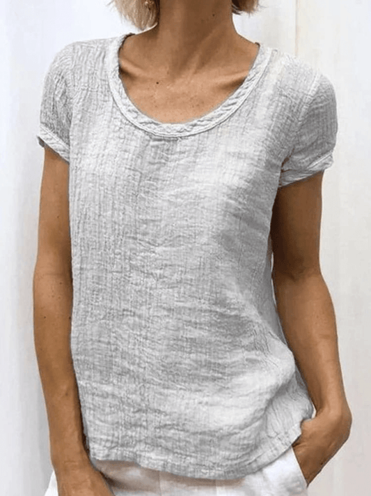 Tzedek P379 אפור בהיר / S (EU 34~36) Anat™ - חולצת כותנה קז'ואלית