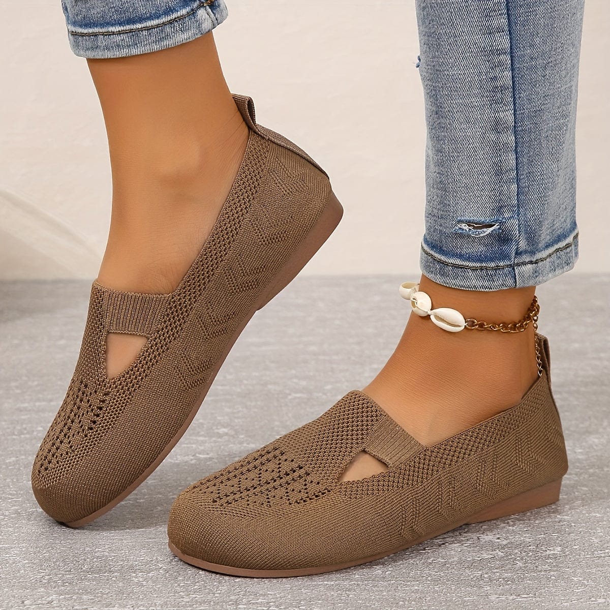 Tzedek shoes Lea™｜Chaussures plates tricotées pour femmes