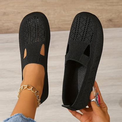 Tzedek shoes Noir / 35 Lea™｜Chaussures plates tricotées pour femmes