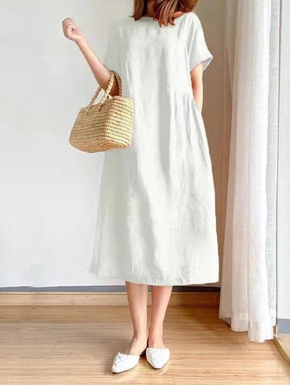TzeDek White / M Ayelet™ - שמלת כותנה רופפת