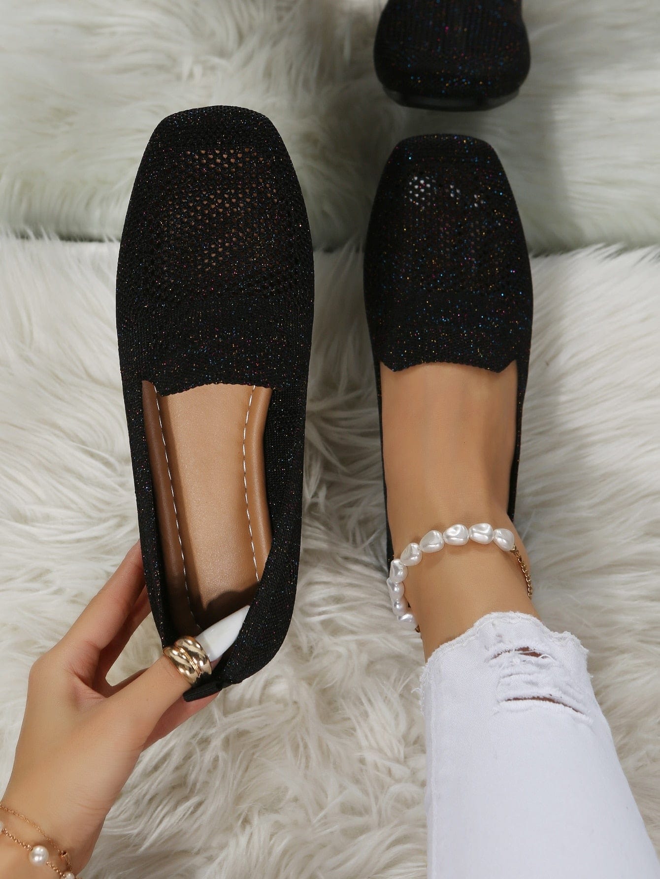 Tzedek womens-loafers Black / US5.5|UK3.5 (CN35) Breathable anti-Slip Shoes